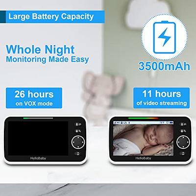 HelloBaby 5'' Baby Monitor with 26-Hour Battery, 2 Cameras Pan