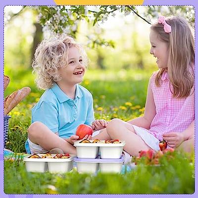 Bento Lunch Box for Kids (4 Pack), 4-Compartment Meal Prep Container with  Transparent Cover, Freezer and Dishwasher Safe Food Storage Containers