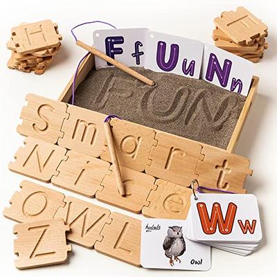 Montessori Wooden Tracing Board Preschool Learning Toys for 3 4 5 Years Old  Learning to Write Writing Board for Beginners Wood Tracing Board - Alphabet  