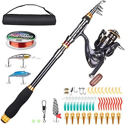 Sougayilang Telescopic Fishing Rod Reel Combos with Carbon Fiber Fishing  Pole Spinning Reels and Fishing Accessories for Travel Ocean Saltwater