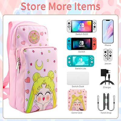 Nintend Switch Pink Cherry Blossoms Storage Bag Cute Travel Carrying Case  Shoulder Backpack for Nintendo Switch Game Accessories