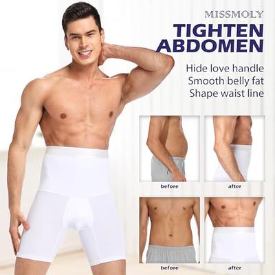 Waist Slimmer Mens Underwear Girdle Compression - Tummy Control Shapewear  Boxers Shorts For Men White