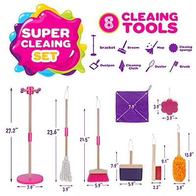 Gadhra Kids Cleaning Set, 8Pcs Wooden Toy Cleaning Set Includes Broom,  Dustpan, Brush, Mop, Duster, Sponge, Rag and Hanging Stand, Pretend Play  Children House Cleaning Toys for Toddlers, Children - Yahoo Shopping