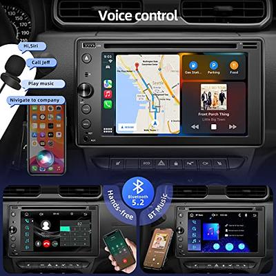 Double Din Car Stereo with CD/DVD Player Apple Carplay & Android Auto, 7  Inch Car Radio with Bluetooth and Backup Camera, Touch Screen, Mirror Link,  Steering Wheel Control, USB/TF/AUX Input, AM/FM 