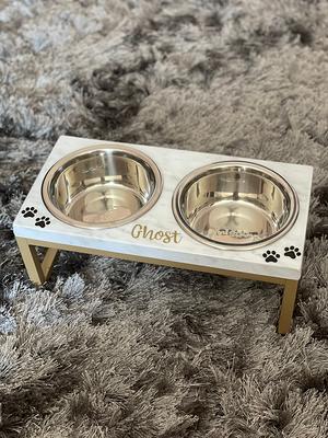 Dog Bowl Stand, Cat Food Stand, Elevated Pet Feeder, Personalized