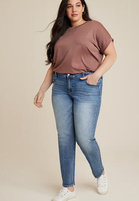 Plus Size Jeans Vervet™ Women's Burgundy Ankle Straight High Rise Jeans Red  Size 20W - Maurices - Yahoo Shopping