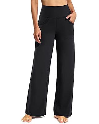 Gilbin Womens Fold-Over Waistband Stretchy Cotton Blend Yoga Pants