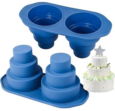 Webake Mini 3 Tier Cake Pan, Silicone Tier Cake Molds, 2 Pack Blue