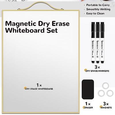 Basics Small Dry Erase Whiteboard, Magnetic White Board with Marker  and Magnets - 11 x 14 Inches, Aluminum Frame