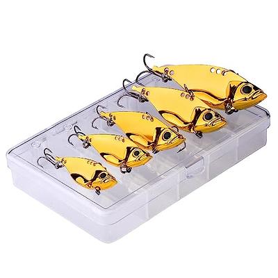 Blade Bait Fishing Lures for Freshwater Saltwater Fishing Spoons Metal Hard  Lure Vibrating Baits for Bass Walleye Trout,5PCS/Box