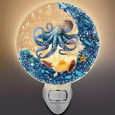 Hortsun Plug in Seashell Night Light Ocean Sea Animal Decorative Night  Light Plug in Beach Nightlight Vintage Ocean Night Lamps for Adult for Home  Bedroom Living Room Bathroom Wall Decor (Octopus) 