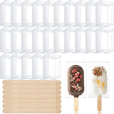 Cakesicle Treat Boxes, Clear Dessert Gift Box for Cake Pop Favors (3.7 x  2.2 In, 50 Pack)