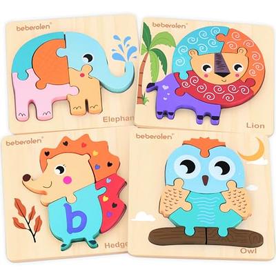 ExploraToy Farm Animals Sound Puzzle, Wooden Peg Puzzles with