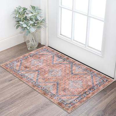 My Magic Carpet Sasha Floral Cream Blue Washable Area Rug 3'x5