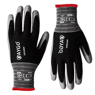 KAYGO KG150 Waterproof Work Gloves with Rubber Coated 12 Pairs / Black / Medium