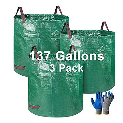 Professional 3-Pack 80 Gallons Lawn Garden Bag Leaf Waste Bags (D26, H33  inches) with Coated Gardening Gloves,Reuseable Heavy Duty Patio Bags,Grass