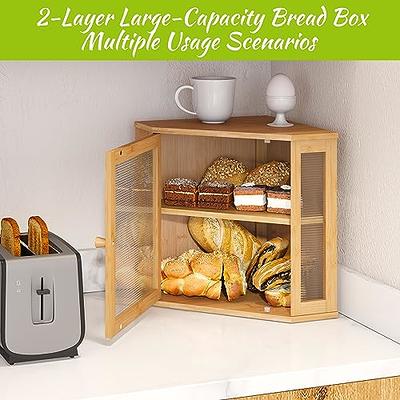 Bread Box Bamboo Bread Storage Double Layer Bread Bin Large Capacity  Container