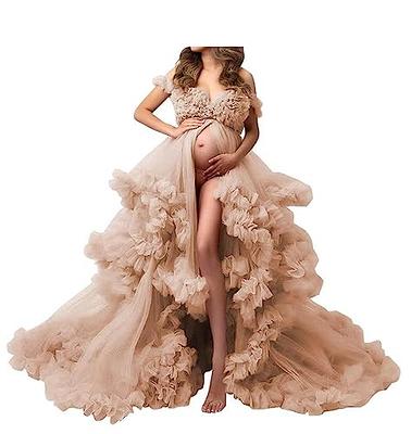 MASHENGYUE Maternity Dresses for Photoshoot Off Shoulder Tulle Maternity  Gowns for Baby Shower Dresses Pregnant Dress for Women Photography Hot Pink  S - Yahoo Shopping