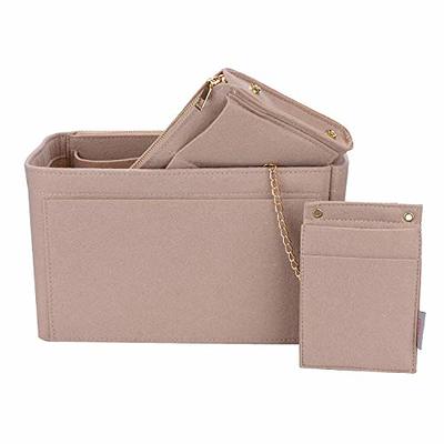 LEXSION Felt Purse Organizer Insert,Handbag Organizer with Detachalbe  Zipper Pocket for ONTHEGO MM,3 Size 8034 Beige Medium