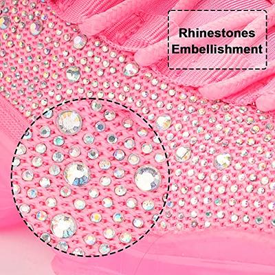 BELOS Women's Rhinestone Mesh Slip On Walking Shoes Fashion Breathable  Spakle Glitter Sneaker in 2024