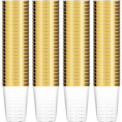 I00000 200 Pack Gold Plastic Cups, 10 oz Clear Plastic Cups Gold Rimmed  Disposable Wine Glasses Fancy Disposable Party Cups Wedding Cups Drinking  Tumblers Plastic Cocktail Glasses with Gold Rim - Yahoo Shopping