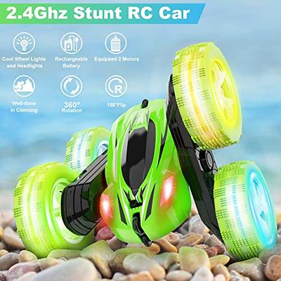  Remote Control Car, OrrenteRemote RC Cars with Headlights and  Wheel Lights, 4WD 2.4Ghz Double Sided 360° Rotating RC Truck for 6 Year Old  Boy Gifts Stunt RC Car Kids Xmas Toy