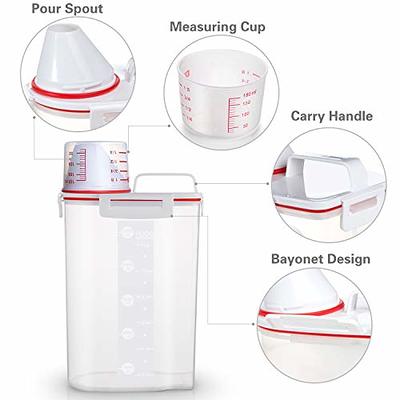 Rice Storage Container-5 Lbs Flour,Cereal Dispenser w/Measuring Cup,  Airtight