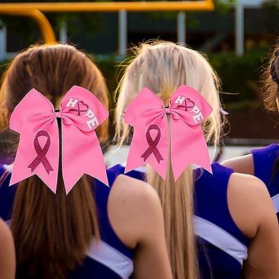  NEW BREAST CANCER Multi-Ribbons Cheer Hair Bow Pony