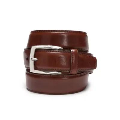 Johnston & Murphy Leather Braided Belt Men's Belts Cognac : 42