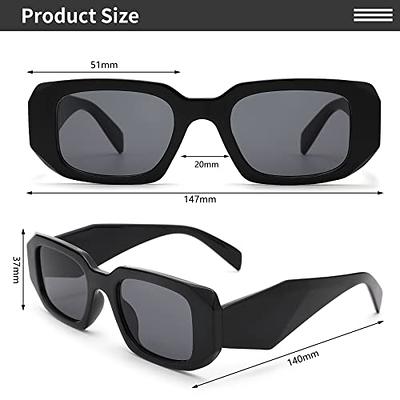 ANDWOOD Rectangle Sunglasses for Women Square Frames Trendy Retro Vintage 90s UV Protection Sun Glasses Small Face