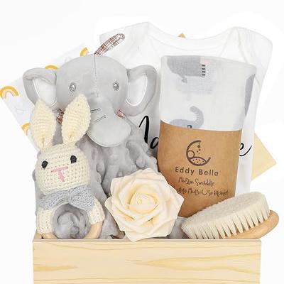  iAOVUEBY Baby Girl Gifts, Baby Shower Gifts for Girls, Baby  Gift Set for Newborn Girl Essentials, Wooden Baby Gift Basket Swaddle  Blanket Rattle Toy Onesie Headband Bow Infant Hair Brush 