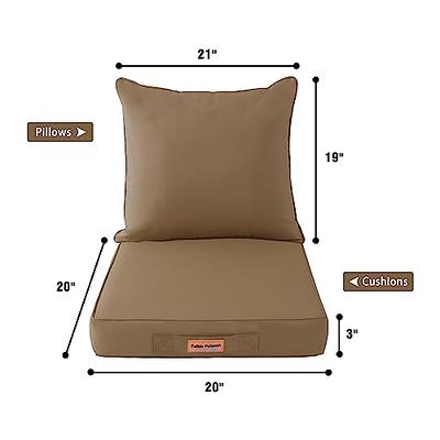 Faible Poisson Outdoor Chair Cushions, 20 x 20 Inch Waterproof Patio  Furniture Back & Deep Seat Cushion Set with Handle and Anti-Slip Straps for  Indoor Garden Camping, Plain Khaki - Yahoo Shopping