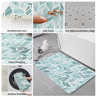 Leaf Print Absorbent Non-Slip Bathroom Mat - Style C / Small