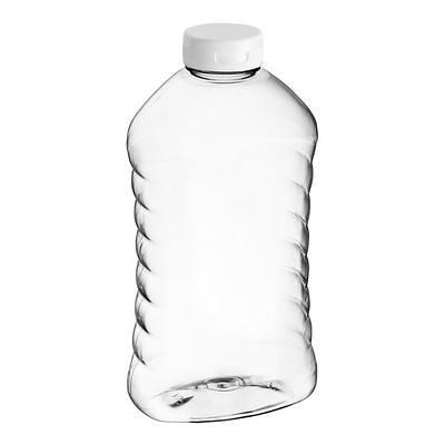 16 oz. (24 oz. Honey Weight) Ribbed Hourglass PET Honey Bottle with  Pressure Sensitive Liner Black Plastic Flip Top Lid