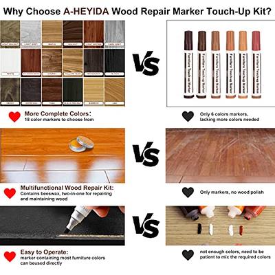 SEISSO Furniture Repair Kit-12 Colors Wood Makers Touch Up & Wood Fillers  for Scratches, Stains, Hardwood Wooden Floors Desks Tables Bedposts and