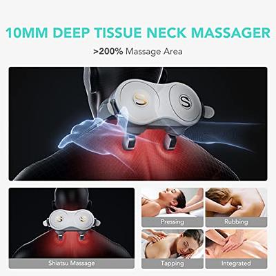 Intelligent Neck Massager with Heat for Neck Pain, Protable Cordless Electric  Neck Massage Deep Tissue Trigger Point Massage with 4 Modes 15 Strength  Levels for Office, Home, Car and Gift 