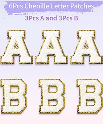 NEW White 3.12 Chenille Letters, SILVER Glitter, Varsity Letter Iron on  Patch, Diy Monogram 