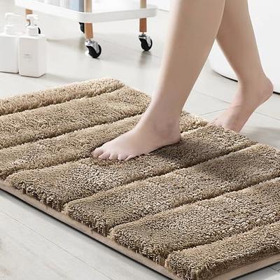 Soft Luxurious Shaggy Microfiber Bath Rug Padded with Thick Memory Foam  (Gray 34x21 inch), Non-Slip Bathroom Mat, Super Absorbent, Mold and Mildew  Resistant, Machine Washable 