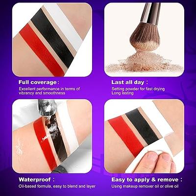 Afflano Halloween Makeup Body Paint Red Black White Face Paint, Large  Professional Red White Black Face