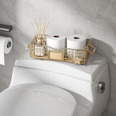 LA JOLIE MUSE Small Wicker Baskets for Organizing, Bathroom Basket with  Handle, Recycled Paper Rope Storage Basket for Shelves Bathroom Cupboards