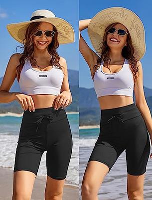 Yilisha Womens Tummy Control Swim Shorts High Waisted Swimming