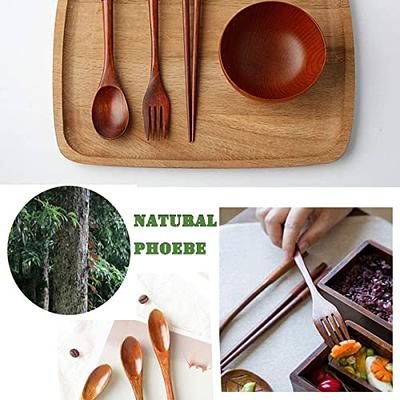 Portable Travel Bamboo Knife Fork Spoon ChopSticks Straw Brush