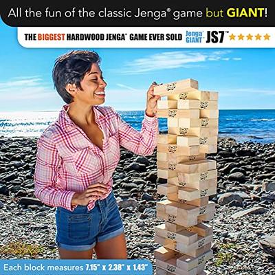 Jenga Official Giant JS7 - Jumbo Large Size Stacks to Over 5 Feet, Includes Heavy-Duty Carry Bag, Premium Hardwood Blocks, Splinter Resistant