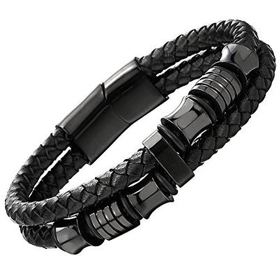  Bulova Jewelry Men's Marine Star Braided Leather Bracelet with  Tuning Fork Clasp: Clothing, Shoes & Jewelry