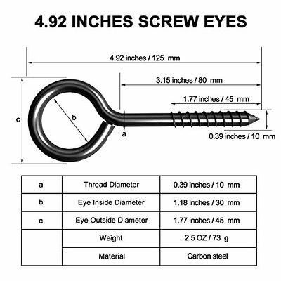 ZAUGONTW 5 Inch Eye Hooks, Eye Bolts Screw in Hooks Stainless Steel, 2 Pcs Heavy  Duty Black Large Screw Eye Hooks for Hanging, Tie-Downs, Heavy-Duty  Applications - Yahoo Shopping