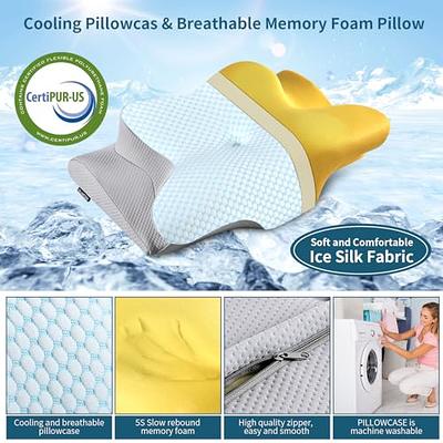 Adjustable Height Cervical Neck Pillow for Pain Relief, Hollow Contour  Pillow with Cooling Breathable Pillowcase, Odorless Memory Foam Pillows