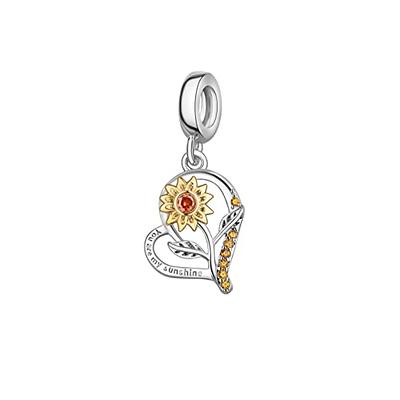 Sunshine Heart Charm, 14mm - Sterling Silver Plated Brass, Mini Charm for  Bracelet or Necklace - Cute Love Charm for Girlfriend, for Mom