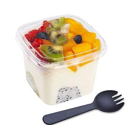 TOFLEN 50Ct 8 oz Square Plastic Dessert Cups with Lids and sporks, Clear  Plastic To Go Dessert Container Cake Cup for Yogurt Parfait, Fruit Banana  Pudding, Mousse, Strawberry Shortcake - Yahoo Shopping