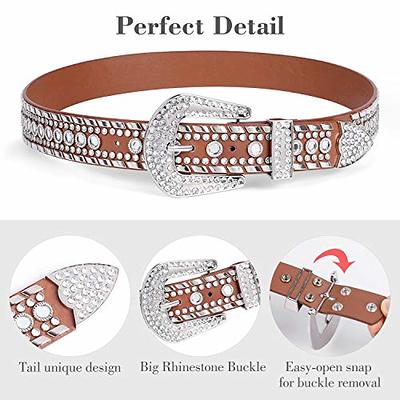 SUOSDEY Rhinestone Belt for Men Women Western Cowboy Cowgirl Bling