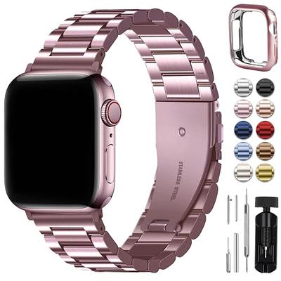 MioHHR Slim Metal Bands Compatible with Apple Watch Band Series 9/ 8/7(45mm 41mm),Series SE 6/5/4(40mm 44mm),Series 3/2 /1(38mm 42mm), Ultra 2 1